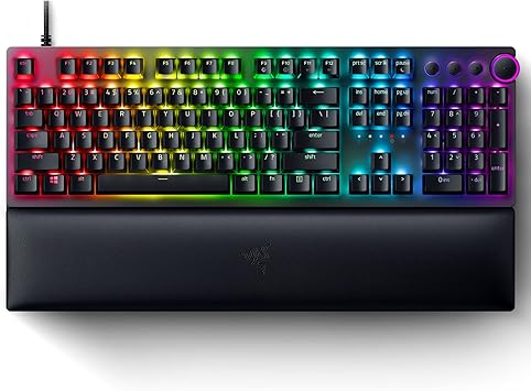 Razer Huntsman V2 Optical Gaming Keyboard: Fast Linear Optical Switches Gen-2 w/Sound Dampeners & 8000Hz Polling Rate - Doubleshot PBT Keycaps - Dedicated Media Keys & Dial - Ergonomic Wrist Rest