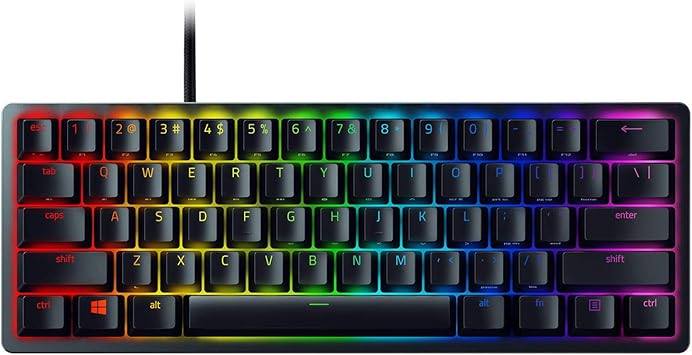 Razer Huntsman Mini 60% Gaming Keyboard: Fast Keyboard Switches - Clicky Optical Switches - Chroma RGB Lighting - PBT Keycaps - Onboard Memory - Classic Black