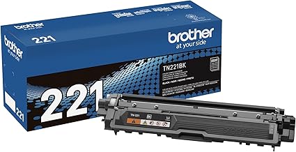 Brother Genuine Standard Yield Toner Cartridge, TN221BK, Replacement Black Toner, Page Yield Upto 2,500 Pages, Amazon Dash Replenishment Cartridge, TN221