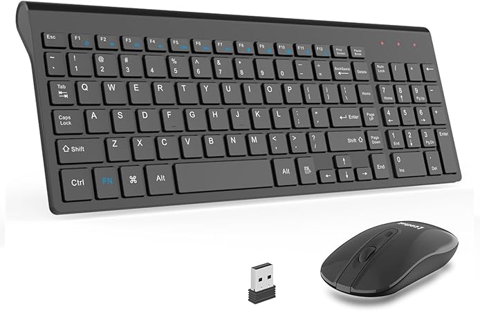 LeadsaiL Wireless Keyboard and Mouse Combo, Wireless USB Mouse and Computer Keyboard Set, Compact and Silent for Windows Laptop, Desktop, PC