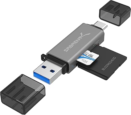 SABRENT USB 3.0 SuperSpeed Card Reader, USB-C OTG Adapter for SD/TF/Micro SD, Compatible with PC, Android Phones, Tablets, and Laptops, Plug-n-Play, LED Indicator, Supports SDXC/SDHC/UHS-I Cards