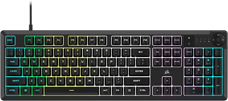 Corsair K55 CORE RGB Membrane Wired Gaming Keyboard – Quiet, Responsive Switches – Spill Resistance – Ten-Zone RGB – Media Keys – iCUE Compatible – QWERTY NA – PC, Mac – Gray