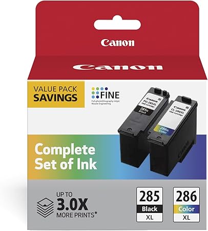 Canon Genuine Ink PG-285 XL Black/CL-286 XL Color Cartridge Pack, (2 Cartridges)