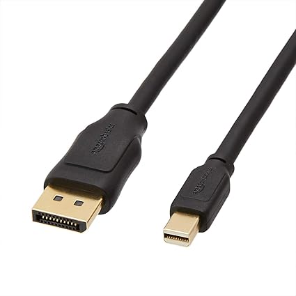 Amazon Basics Mini DisplayPort to DisplayPort Display Cable, 4Kx2K, Gold-Plated Plugs, 6 Foot, Black