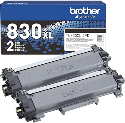 Brother Genuine TN830XL 2PK Black High Yield Printer Toner Cartridge 2-Pack – Print up to 3,000 Pages Each(1)