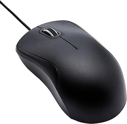 Amazon Basics 3-Button USB Wired Mouse - Standard, Black