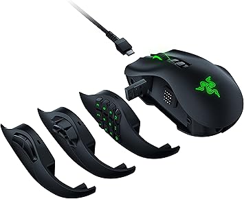 Razer Naga Pro Wireless Gaming Mouse: Interchangeable Side Plate w/ 2, 6, 12 Button Configurations - Focus+ 20K DPI Optical Sensor - Fastest Gaming Mouse Switch - Chroma RGB Lighting