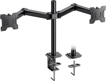 HUANUO Dual Monitor Mount for 2 Monitors up to 30 inches, Heavy Duty Dual Monitor Stand Holds up to 22 lbs, Dual Monitor Arm with Height Adjustable Tilt Swive Rotate, VESA Hole 75mm or 100mm