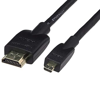 Amazon Basics Micro HDMI to HDMI Display Cable, 18Gbps High-Speed, 4K@60Hz, 2160p, 48-Bit Color, Ethernet Ready, 6 Foot, Black