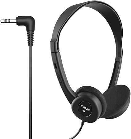 Maxell - 190319 Stereo Headphones - 3.5mm Cord with 6-Foot Length - Soft Padded Ear Cushions, Adjustable Headband for Comfort - Sleek, Lightweight, Wired for Reliable Connection – Black