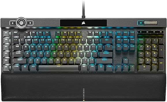 Corsair K100 RGB Optical-Mechanical Wired Gaming Keyboard - OPX Switches - PBT Double-Shot Keycaps - Elgato Stream Deck and iCUE Compatible - QWERTY NA Layout - Black