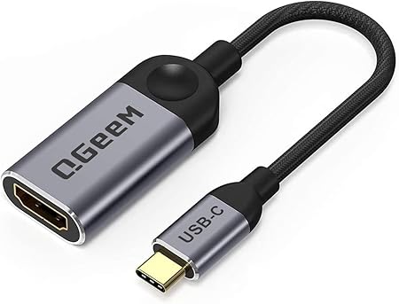 QGeeM USB C to HDMI Adapter 4K Cable, USB Type-C to HDMI Adapter [Thunderbolt 3/4] HDMI Adapter for Laptop MacBook Pro/Air, iPhone15 Pro max, Dell XPS, HP.Pixelbook, Thinkpad,Surface,Ipad Pro etc.