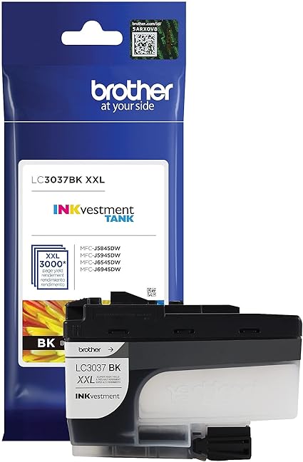 Brother Genuine LC3037BK, Single Pack Super High-Yield Black INKvestment Tank Ink Cartridge, Page Yield Up to 3,000 Pages, LC3037, Amazon Dash Replenishment Cartridge