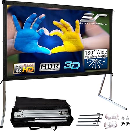 Elite Screens 120-INCH Projector Screen|Outdoor Indoor Movie Screens|16:9 Freestanding Portable Foldable ProjectionStand|Home Theater, OMS120H2