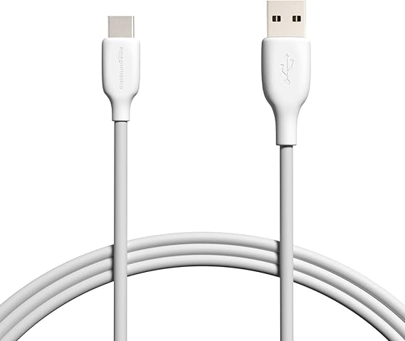 Amazon Basics USB-C to USB-A 2.0 Fast Charger Cable for Android Phones, 480Mbps Speed, USB-IF Certified, for Apple iPhone 15, iPad, Samsung Galaxy, Tablets, Laptops, 6 Foot, White