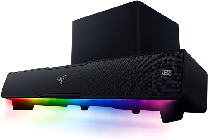 Razer Leviathan V2: Multi-Driver PC Gaming Soundbar with Subwoofer - THX Spatial Audio - Compact Design - Chroma RGB - Bluetooth 5.2 - for Desktop/Laptop, Smartphones, Tablets & Nintendo Switch