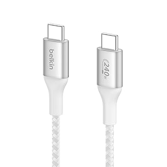 Belkin BoostCharge USB-C to USB-C Power Cable (2M, 6.6ft), Fast Charging Cable with 240W Power Delivery, USB-IF Certified, Compatible with MacBook Pro, Chromebook, Samsung Galaxy, iPad, & More - White