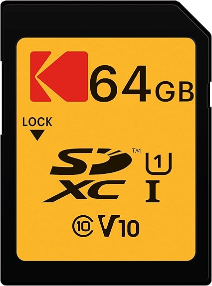 KODAK Premium Memory Card 64GB, 85MBs Read Speed, 25MBs Write Speed for Full HD Video and High-Resolution Pictures, Compatible with SDHC and SDXC Standards - EKMSD64GXC10K