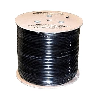 Outdoor 1000' Cat6 23AWG CMX Cca 550MHz Shield FTP 4-Pairs Premium Network LAN Cable, Black (FOD-CAT6-1KFT)