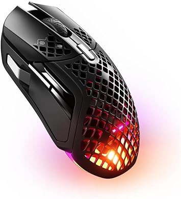 SteelSeries Aerox 5 Wireless - Holey RGB Gaming Mouse - Ultra-lightweight Water Resistant Design - 9 Buttons – Bluetooth/2.4 GHz - 18K DPI TrueMove Air Optical Sensor