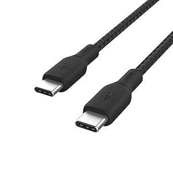 Belkin USB-C to USB-C Cable, BoostCharge Braided Power Cable (2M, 6.6ft), Fast Charging Cable w/ 100W Power Delivery, USB-IF Certified for iPhone 16, MacBook, Chromebook, Samsung Galaxy & More - Black