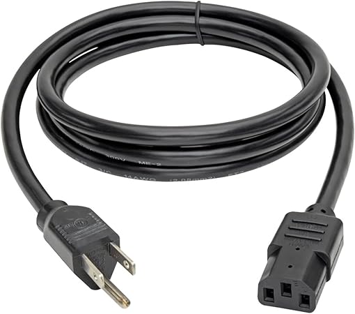 Tripp Lite P007-006 Heavy Duty Computer Power Cord, 15A, 14AWG (NEMA 5-15P to IEC-320-C13), 6-ft Black