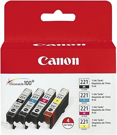 Canon CLI-221 Four Color Pack Compatible to MP980, MP560, MP620, MP640, MP990, MX860, MX870, iP4600, iP3600, iP4700