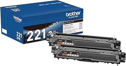 Brother Genuine Standard-Yield Black Toner Cartridge Twin Pack TN221 2PK