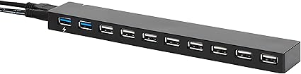 Amazon Basics USB 3.0, 10 Port HUB With AC Adapter, Black