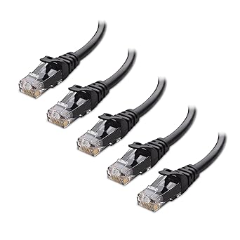 Cable Matters 10Gbps 5-Pack Snagless Short Cat 6 Ethernet Cable 5 ft (Cat 6 Cable, Cat6 Cable, Internet Cable, Network Cable) in Black