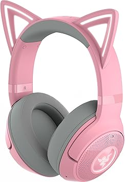 Razer Kraken Kitty V2 BT Wireless RGB Headset: Chroma RGB Kitty Ears & Earcups - Bluetooth 5.2-40 mm Drivers - Noise-Cancelling Mics - Lightweight - 40 Hr Battery w/Type C Charging - Quartz Pink