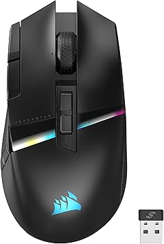 Corsair DARKSTAR RGB Wireless Gaming Mouse for MMO, MOBA - 26,000 DPI - 15 Programmable Buttons - Up to 80hrs Battery - iCUE Compatible - Black