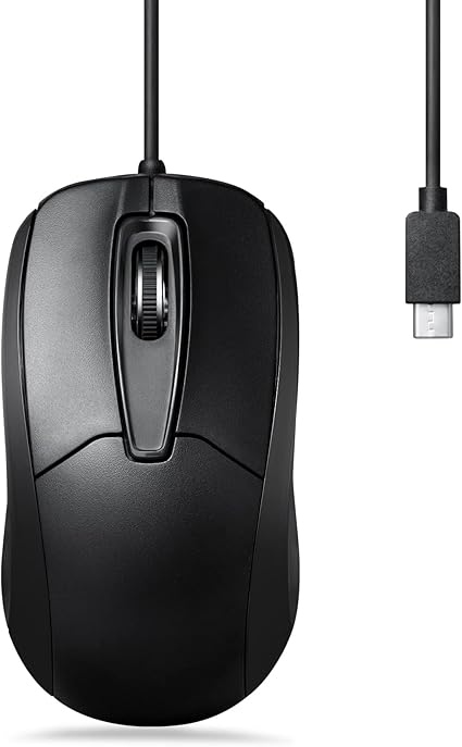 Perixx PERIMICE-209C USB Type C Wired Optical Mouse - 5.9 Ft Cable - 1000 DPI - Black, (11994)