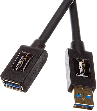 Amazon Basics USB-A 3.0 Extension Cable, 4.8Gbps High-Speed, Male to Female Gold-Plated Connectors, 3.3 Foot, Black