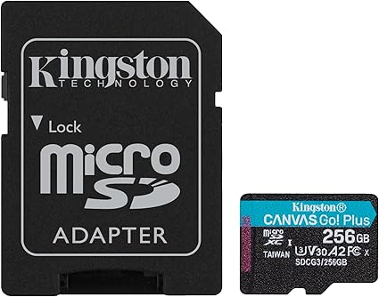 Kingston 256GB Canvas Go Plus microSDXC Card | Up to 170MB/s | UHS-I, C10, U3, V30, A2/A1 | with Adapter | SDCG3/256GB