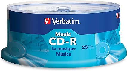 Verbatim Music CD-R 80 Minute 700 MB Blank Recordable Audio Discs 25pk Spindle, Silver