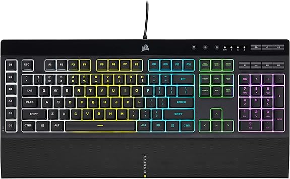 CORSAIR K55 RGB PRO-Dynamic RGB Backlighting - Six Macro Keys with Elgato Stream Deck Software Integration-IP42 Dust and Spill Resistant-Detachable Palm Rest-Dedicated Media and Volume Keys, Black