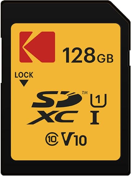 KODAK Premium Memory Card 128GB, 85MBs Read Speed, 25MBs Write Speed for Full HD Video and High-Resolution Pictures, Compatible with SDHC and SDXC Standards - EKMSD128GXC10K