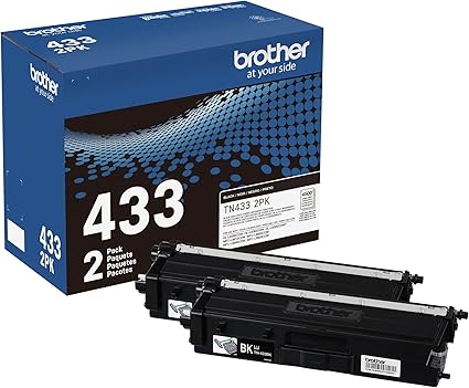 Brother Genuine High-Yield Black Toner Cartridge Twin Pack TN433 2PK (TN4332PK)