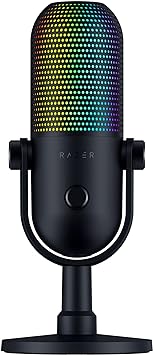 Razer Seiren V3 Chroma RGB USB Microphone: Stream & Game Reactive Lighting - Tap-to-Mute Sensor - Condenser Mic - Digital Gain Limiter & Shock Absorber - PC, Discord, OBS Studio, XSplit - Black