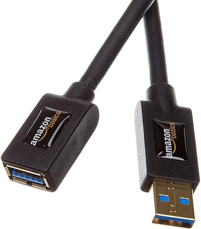 Amazon Basics USB-A 3.0 Extension Cable, 4.8Gbps High-Speed, Male to Female Gold-Plated Connectors, 3 Meters, Black