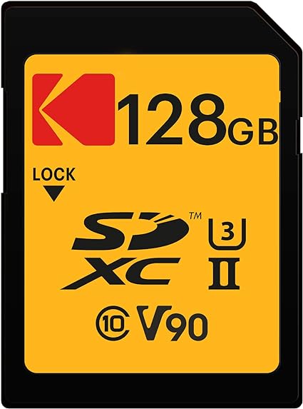 Kodak 128GB UHS-II U3 V90 Ultra Pro SDXC Memory Card - Up to 3000MB/s Read Speed and 270MB/s Write Speed