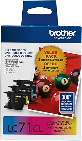 Brother Printer LC713PKS Ink Cartridge, 300 Page Yield, 3 Pack