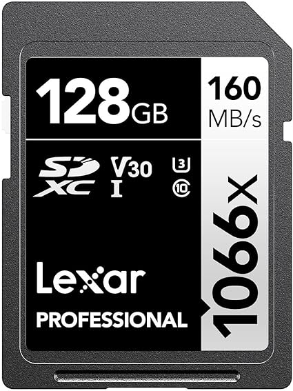 Lexar 128GB Professional 1066x SDXC Memory Card, UHS-I, C10, U3, V30, Full-HD & 4K Video, Up To 160MB/s Read, for DSLR and Mirrorless Cameras (LSD1066128G-BNNNU)