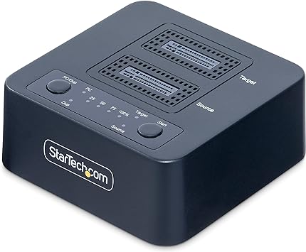 StarTech.com 1:1 M.2 NVMe Drive Duplicator, 90GBpm Standalone M.2 SSD Cloner/Copier, USB-C 3.2 20Gbps M.2 Dual-Bay Drive Dock