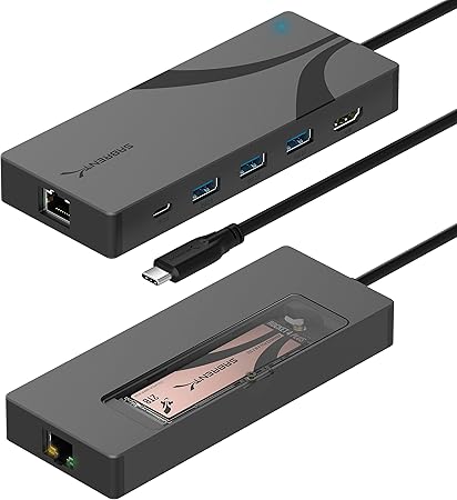 SABRENT USB-C Hub & SSD Enclosure, 6-Port Dock with M.2 SSD Slot, 90W Power Delivery, USB 3.0 & 2.0 Ports, 4K HDMI, RJ45 Gigabit Ethernet (HB-6PNV)