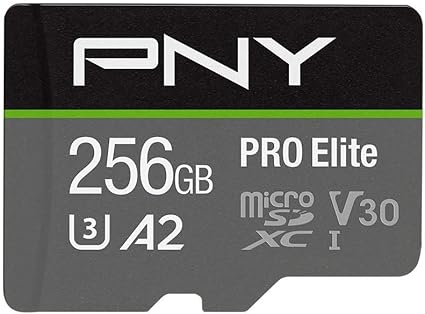 PNY 256GB PRO Elite microSDXC Memory Card - 100MB/s, U3, V30, A2, 4K UHD, Full HD, UHS-I, micro SD