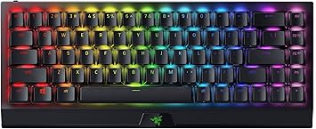 Razer BlackWidow V3 Mini HyperSpeed 65% Wireless Mechanical Gaming Keyboard: HyperSpeed Wireless Technology - Green Mechanical Switches - Tactile & Clicky - Phantom Pudding Keycaps - 200 Hr Battery