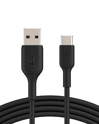 Belkin BoostCharge USB-C Cable (1M/3.3ft), USB-C to USB-A Cable, USB Type-C Cable for iPhone 16 Series, Samsung Galaxy S24, S24+, Note20, Pixel 8, Pixel 7, iPad Pro, Nintendo Switch, and More - Black