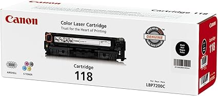 Canon Genuine Toner, Cartridge 118 Black (2662B001), 1 Pack Color imageCLASS MF8350Cdn, MF8380Cdw, MF8580Cdw, MF729Cdw, MF726Cdw, LBP7200Cdn, LBP7660Cdn Laser Printers